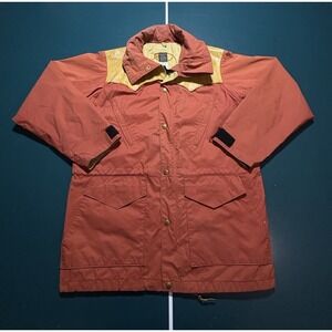 VTG Rocky Mountain Featherbed Jacket Men 44 Gore-Tex Leather Yoke Hooded Western